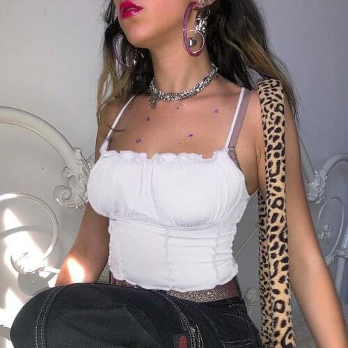 Female Clothing Tanks Vintage Size Black Sexy Women Ruffles Tank Top Shirt Ladies Sleeveless Strapless Ruched Slim Crop Camisole