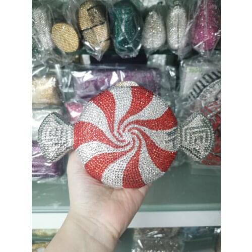 Candy Shape Womans Red Yellow Colorful Diamond Wedding Bridal Party Handbag Lady Crystal Female Dinner Prom Evening Clutch Bags