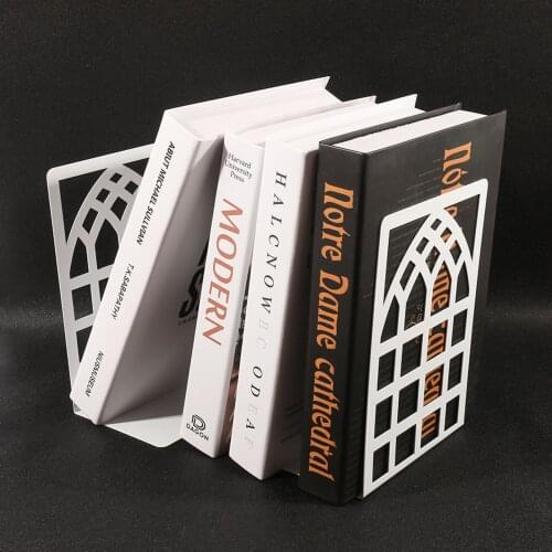 1 Pair Decorative Bookends L-shaped iron Books Storage Shelf for Home School Dormitory Office Accessories Drop Shipping