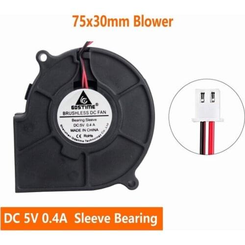 Gdstime DC 5V 75x30x 30mm 7.5CM 2Pieces High RPM Brushless Mini Cooling Exhaust Blower Fan