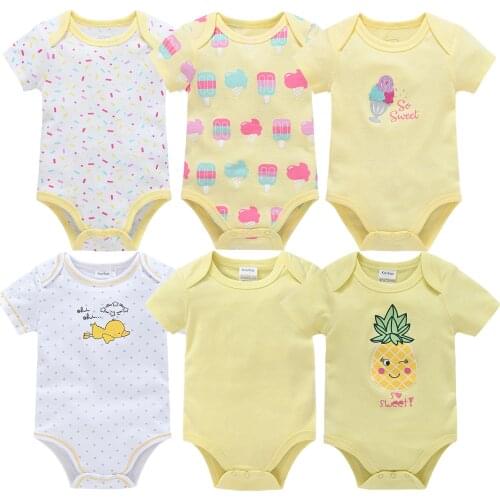 2021 6PCS/Lot Newborn Bodysuits Girls Clothing 0-12M Baby Girl Clothes 100%Cotton Unicorn Baby Boy Clothes Roupas de bebe