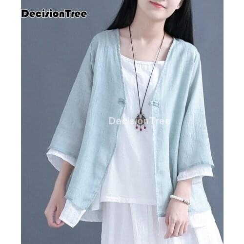 2021 traditional chinese clothing kimono cardigan qipao top chinese traditional top blouse for women hanfu blouse