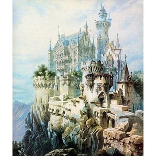 5D Diy Diamond Painting fairytale Castle Diamond Embroidery photo Cross Stitch Full Circle Diamond Mosaic Christmas GiftZP-2970