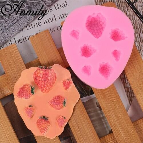 Aomily Strawberry Shape Cake Molds Fruits Cookie Cutter Baking Pastry Chocolate Candy Jelly Cake Mould Kitchen Silicone Molds