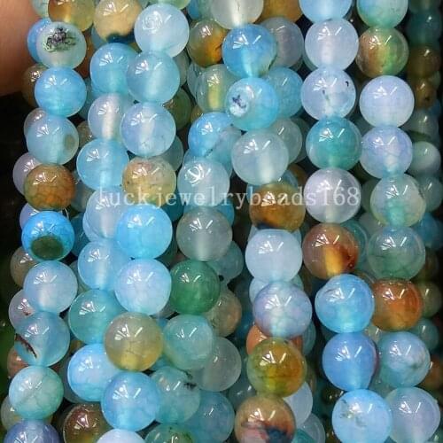 Free Shipping Fashion Jewelry 6mm Beautiful Sky Blue Dragon Veins Carnelian Round Loose Beads 15" FG7065