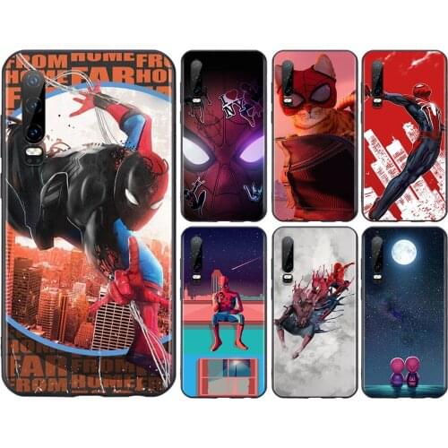 Marvel Spider-Man For Huawei P50 P40 P30 P20 P10 P9 P8 Lite E Pro Plus Lite Mini 2019 2017 Black Soft Phone Case