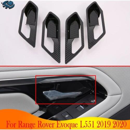 For Range Rover Evoque L551 2019 2020 Car Accessories Carbon Fiber Style Inner Door Handle Cover Catch Bowl Trim Insert Bezel