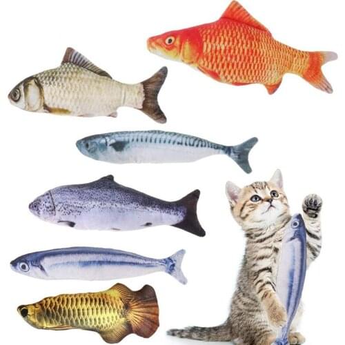 Cat Toys Catnip Toys Creative Fish Shape 3D Plush Cat Toys Carp Fish Dolls Interactive Kitten Pets Stuffed Pillow Chew Toys