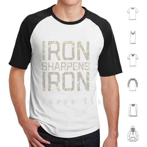 Iron Sharpens Iron T Shirt Print For Men Cotton New Cool Tee Iron Sharpens Iron Bible Quote Motivational Inspirational