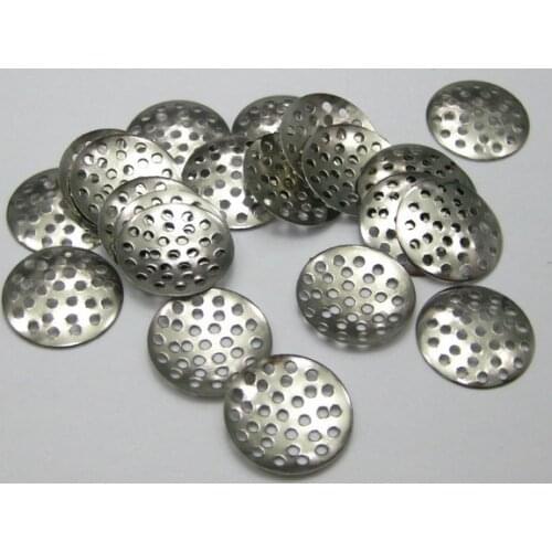200 Round Metal Beading Pad with Holes 18mm Brooch Back Beadwork