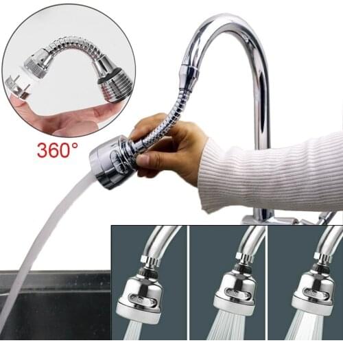 Kitchen Rotating Sink Faucet Connector Dual Mode Adjustable Water Saving Extended Tap Bubbler Shower Head Water-tap