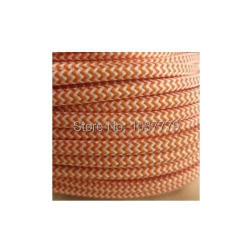 100meters/roll 2*0.75mm copper cord vintage orange and white knitted electrical wire cloth electrical wire for pendant lights