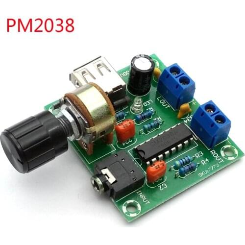 5V Mini Amplifier AC And DC USB Small Power Amplifier PM2038 Power Amplifiers 5Wx2 High-fidelity Product