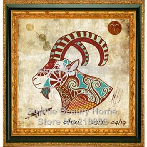 New Full Square Needlework 3D Diamond Cross Stitch Diamond Embroidery Diy Diamond Painting Kit Aries Of The Zodiac 50x50cm