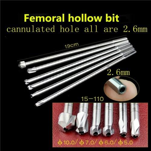 Orthopedic instrument medical sports medicine Cruciate ligament repair femur Ball head hollow drill bit Femoral Grind cannulated