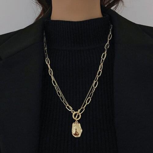 Necklace for Women Double Layer Irregular Pendant Fashion Simple Necklace Long Geometric Necklace Jewelry Wholesale