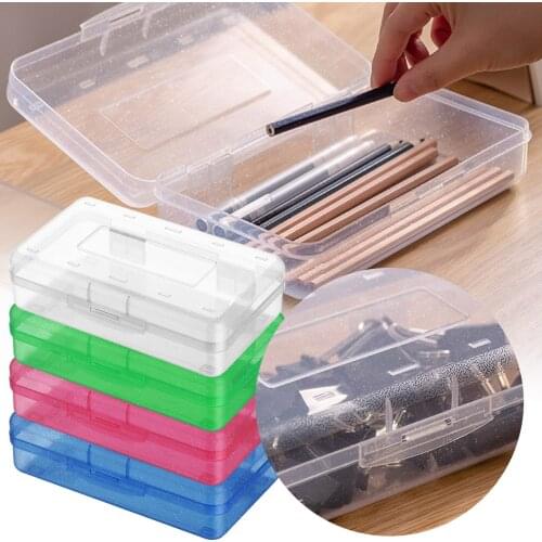 Hot Plastic Pen Pencil Case Box Clear Sundries Storage Bags Desktop Transparent Pouch Organizers Office School Stationery пенал