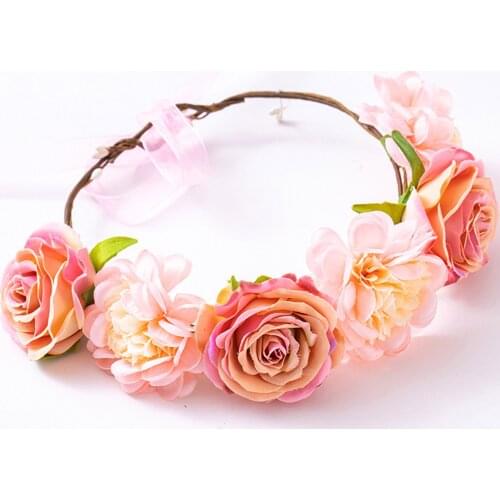 Headband Floral Wreath Wedding Hair Accessories Bridal Flower Crown Headpieces Bridal Flower Girls Garland Rustic Bridesmaid