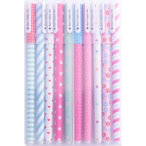 10 pcs Black ink pens Classical flower Starry star ballpoint pen for writing signature Stationery Office School supply A6366