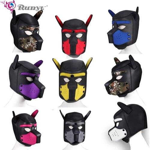 Sexy Dog BDSM Bondage Puppy Play Hoods Slave Rubber Pup Mask Fetish Adult Games Couples SM Flirting Games Toys For Erotic Hoods