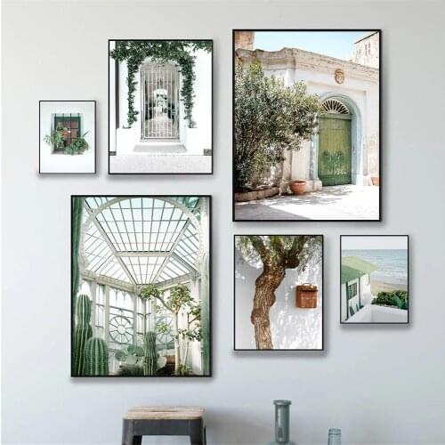 Nordic Cactus Leaf Flower Plant Wall Art Poster Architecture Beach Art Print Landscape Canvas Painting Modern Picture Home Decor