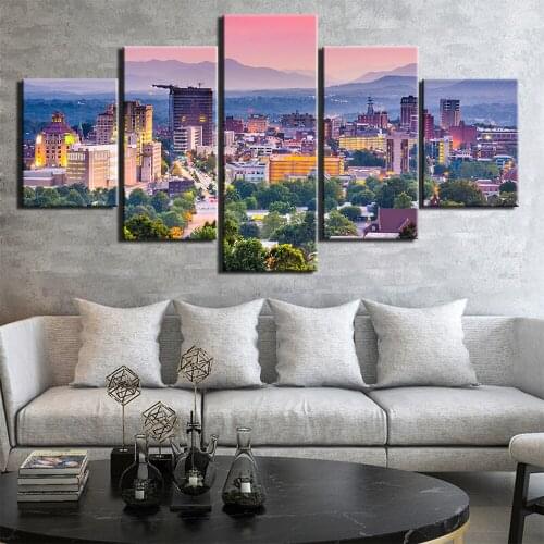 Modern Canvas Wall Art 5 Pieces City View Pictures HD Printed Painting Poster for Living Room Modern Artwork Home Decor