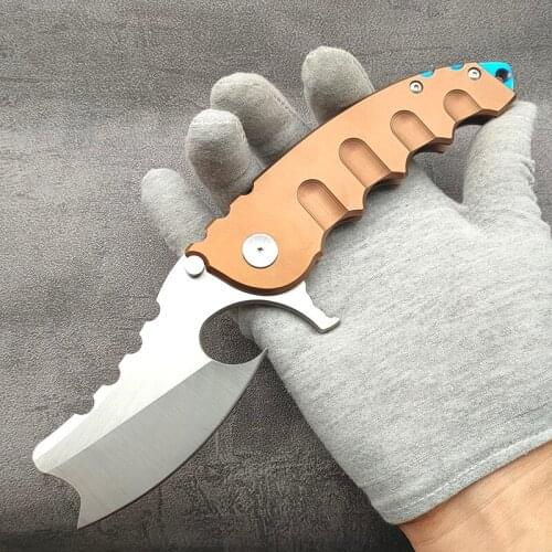 High Hardness D2 Steel CNC Sharp Blade Tactical Folding Knife Ball Bearing System Camping Survival Multi-Function EDC Tool