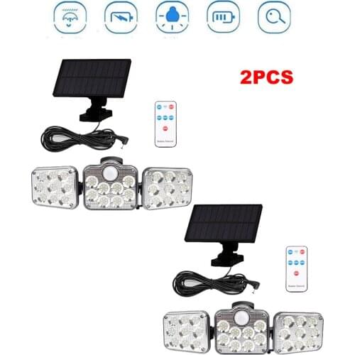 2pcs 138 led seperable remote Solar Outdoor Light Built in Battery Motion Sensor Powered Sunlight Waterproof Street Garden solar