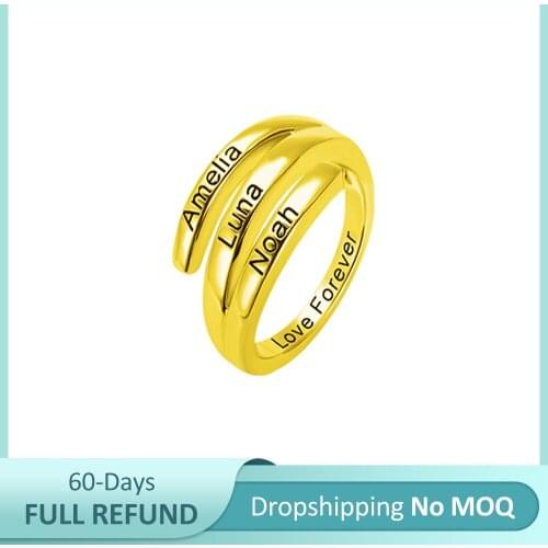 Uonney Dropshipping Personalized 3 Names Sunbird Ring Custom Women Name Ring Perfect Christmas Gift Romantic Valentines Gift