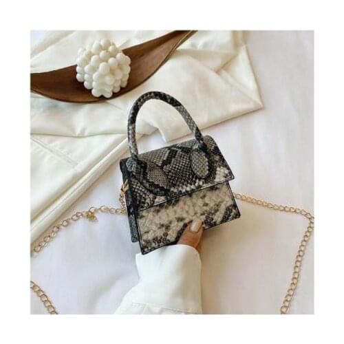 Ladies Retro Style Crossbody Shoulder Bag Girls Personalized Snakeskin Pattern Chain Shoulder Strap Casual Messenger Bag Handbag