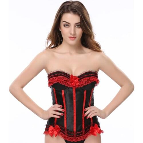 Ladies Lace Floral Underwear Lingerie Corset Overbust Zipper Lace Up Back Waist Trainer Body Shaper Bustier S-6XL Plus Size