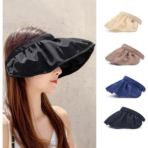 1@# 5color Simple Foldable Wide Brim Lithe Girls Hat Sun Hat Beach Women Summer Hat UV Protect Travel Cap Lady Cap Female
