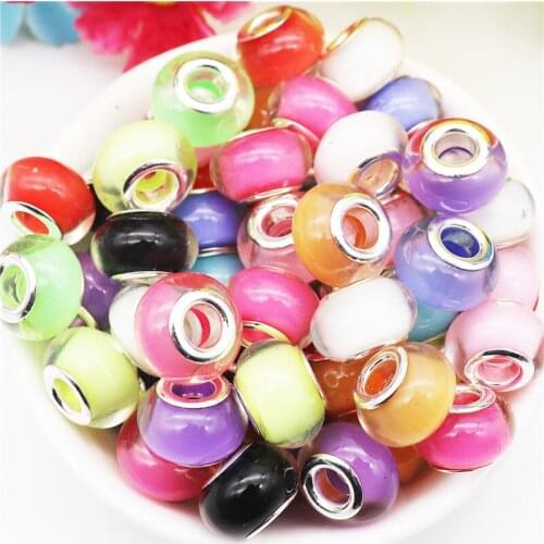 10Pcs Color Lot Wholesale Large Hole European Spacer Beads Charms Fit Pandora Bracelet Bangle Hair Earrings for Jewelry Making
