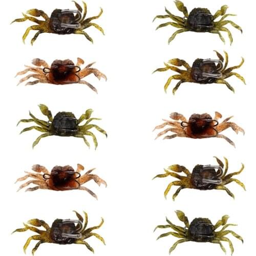 10 Pcs Crab Bait, 3D Simulation Crab Soft Bait with Pointed Hook, Sea Fish Bait Buckle, Sea Fish Fishing Tackle Tools