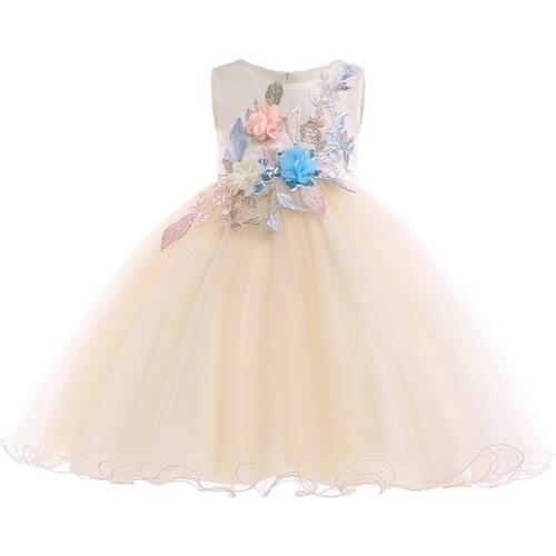 2019 Cute Baby Kids Children Dress for Girls Tulle Ball Gown Flower Girls Wedding Dress Birthday Party Princess Dresses Girls