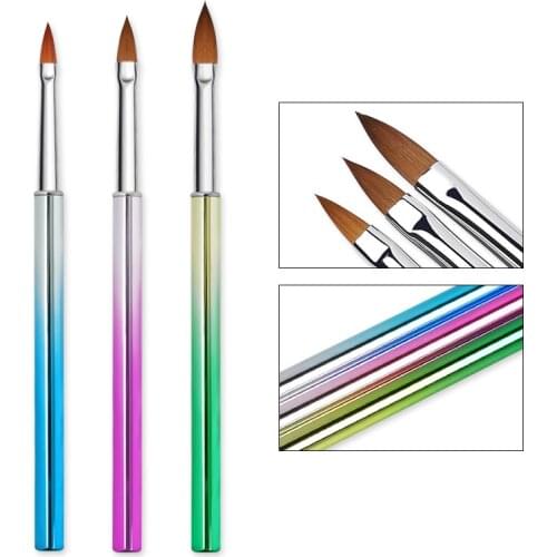 3 Pcs Electroplating Colorful Nail Art Brush Set Carving Painting Nails Pen Extension DIY Gel Polish Manicure Brushes Kits Tools