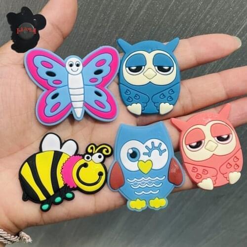 5PCS PVC Kawaii Cartoon Fridge Magnetic Sticker Butterfly Bee Owl Refrigerator Magnets DIY Kitchen Decoration Office Supplies