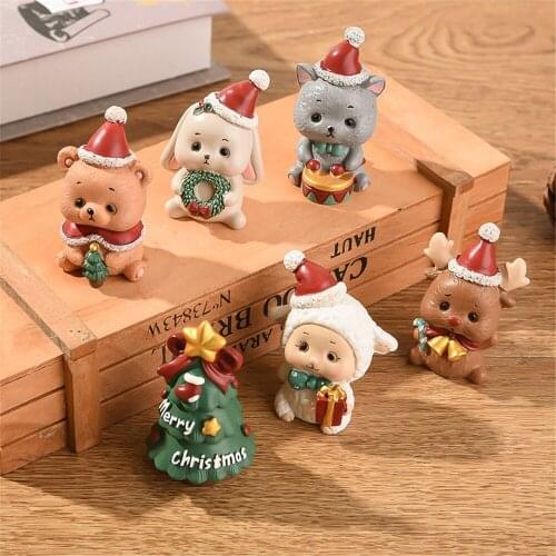 5cm Christmas Cute Animal Ornaments Resin Figurines Creative Interior Decoration Christmas Gifts Living Room Bedroom Decorations