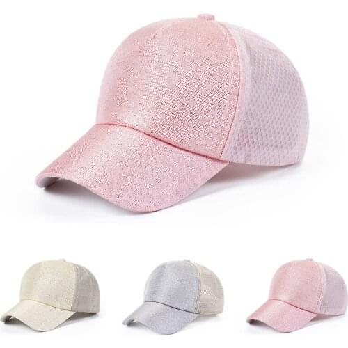 Shiny Children Baseball Cap Summer Outdoor Breathable Mesh Girls Boys Sun Hat Solid Color Kids Adjustable Caps 3-8Y