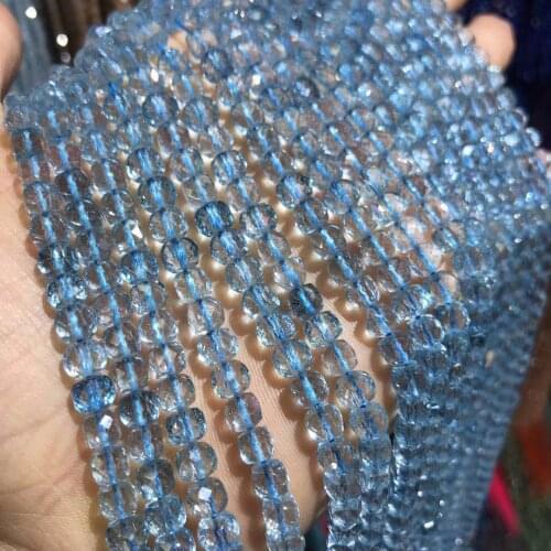 Natural Stone Blue Topazs Quartz Beads Square Shape Faceted Loose Beads For DIY Jewelry Findings Making Necklace Bracelet 5x5mm