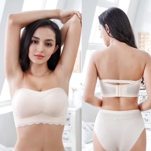 Support tube top invisible underwear Fat MM gathered non-slip oversized bra top female sexy underwear women strapless bra