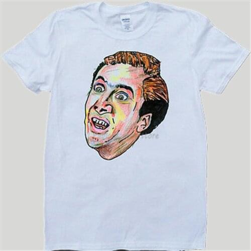 Summer men cotton tshirt Nicolas Cage Funny Mens White, Custom Made T-Shirt men brand t-shirt male top tees