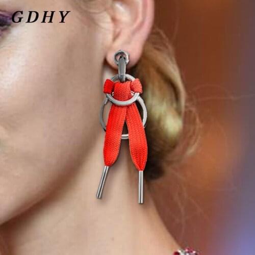 GDHY Bohemian Red Long Rope Women Earring Multi-storey Ring Circle Red Rope Drop Earring Orecchini Ethnic Brincos Jewelry