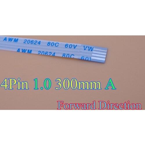 2pcs New FFC FPC 4pin flat flexible cable 1.0mm pitch 4 pin Forward Length 300mm Width 5mm Ribbon Flex Cable