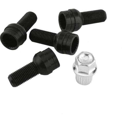 2017 New 4+1 Wheel Bolts & Lock Lug Nut Set with Key for VW Golf4 MK4 Passat B5 1998-2005 8D0601139F Wheel Lug Nut Bolt