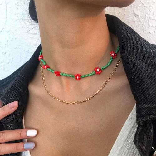 Lalynnly Summer Female Fresh Nine Flowers Beaded Clavicle Chain Necklace New Womens Daisy Jewelry Wholesale Party Gifts N9138
