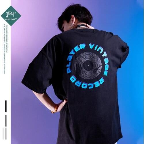 Summer Record Printing Men Short Sleeve T-shirt Guochao Street Loose Size Lovers Wear Ins Student Half Sleeve -40