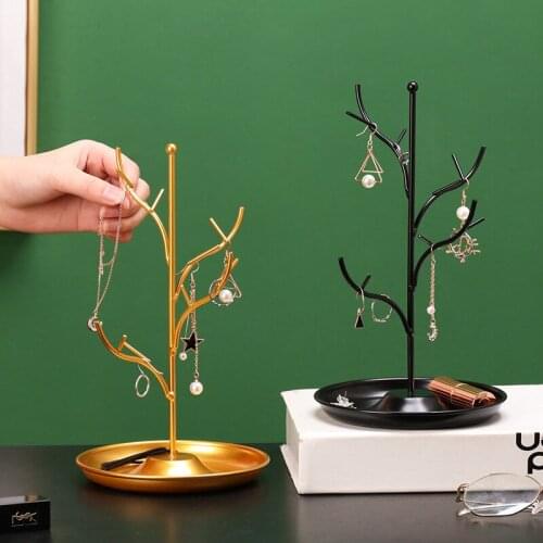 Metal Iron tray jewelry rack creative home girl room jewelry necklace earring shop display rack organizer windows decor