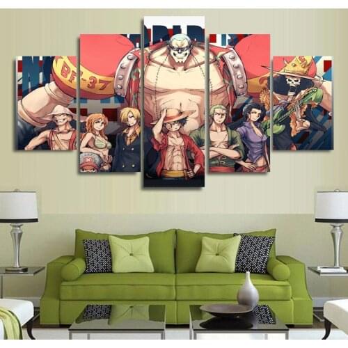 Modern Poster Frame Wall Art Home Decor 5 Panel One Piece Character Living Room Canvas HD Print Modular Pictures Painting
