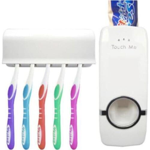 Bathroom Accessories Set Tooth Brush Holder Automatic Toothpaste Dispenser Holder Toothbrush Wall Mount Rack Bathroom Tools Set